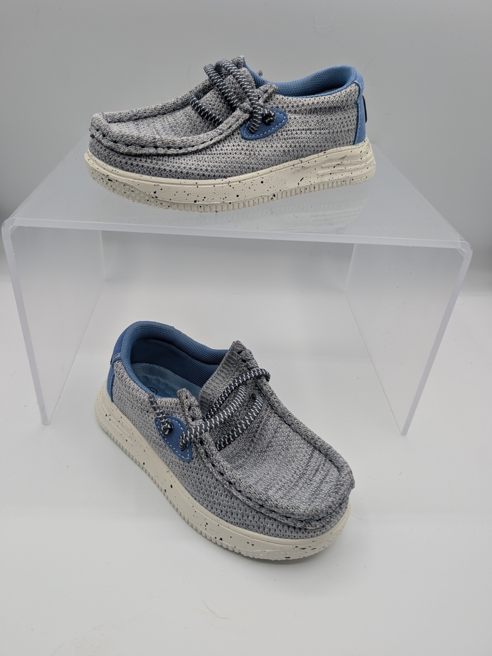 Kids Gray Knit Casual Lace-Up Shoes